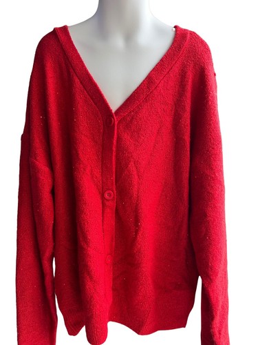 Art Class Long Sleeve Button Up Cardigan Sweater Red Sparkles Girls S 6/6X - Picture 2 of 3
