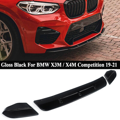 For BMW X3M X4M Competition F97 F98 19-21 Gloss Black Front Bumper Lip Splitter