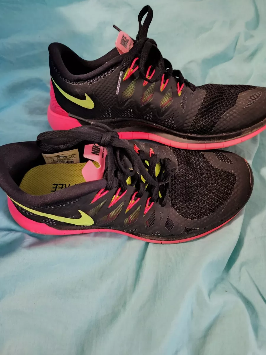 Moralsk Antarktis hval Nike Free 5.0 Black Pink Neon Yellow Running Shoes 642199-002 Women&#039;s  Size 8 | eBay