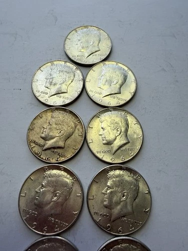 1964 Kennedy Half Dollar Coins: Lot Of 11 Coins No Mint Mark