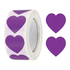 Heart Sticker 1" Self-Adhesive Love Label Dark Purple 500 Pcs