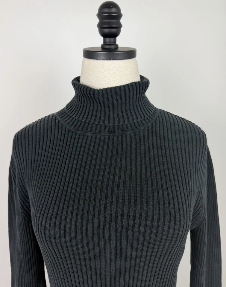 Chicos de cuello alto acanalado vintage 1 para mujer mezcla de seda mediana tejido desteñido negro años 90 Foto 2 de 4