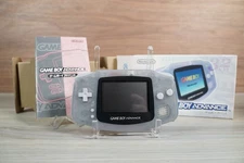 Game Boy Advanced Glacier Blue Console CIB With Box + Inserts TESTED NEW LENS
