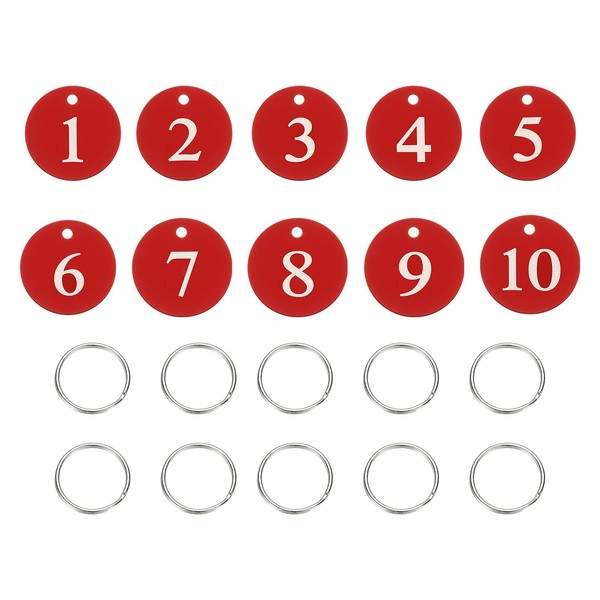 FüR 10 StüCk Nummernschild 1-10, Alu ZahlenanhäNger Rot-image