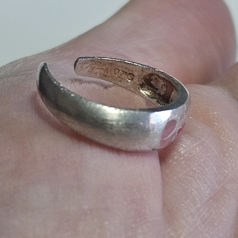 Anillo de plata esterlina esmalte rosa espalda abierta pinky dedo del pie Foto 3 de 4