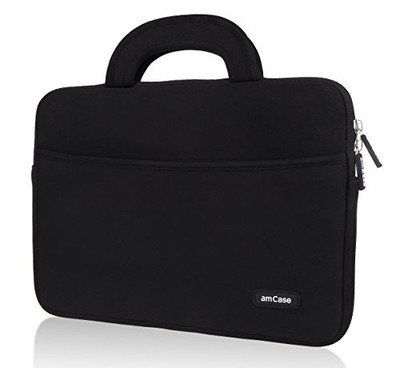 amCase Chromebook Case-11.6 to 12 inch Neoprene Travel Sleeve with Handle-Black 
