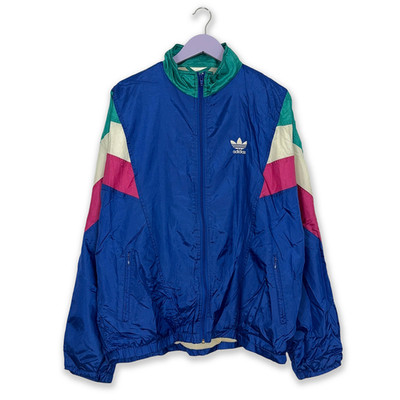 Adidas Vintage Windjacke blau mit Reißverschluss 90er Jahre - Größe 186 Herren