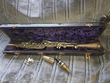 Vintage Pan American silver metal clarinet with case. USA.