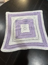Baby Blanket - BEAUTIFUL Purple and White - Crochet