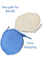 Flat Fuzzy Shoe laces: Soft Wide Plush Shoelaces 1 pair White 1 pair Royal Blue