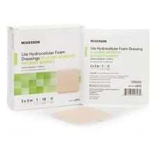 McKesson Lite Thin Foam Dressing 3 x 3" Square No Border 10 per Box
