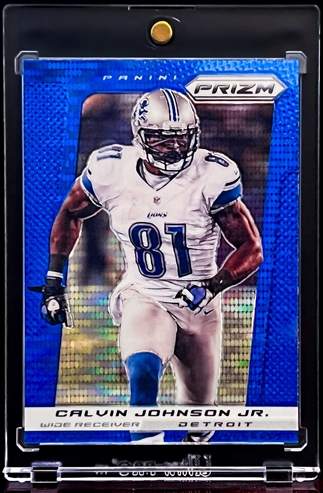 2013 Panini Prizm Calvin Johnson Blue Pulsar Prizm #109 Detroit Lions HOF