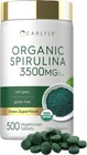 Organic Spirulina Tablets 3500mg | 500 Count | Vegetarian, Non-GMO | by Carlyle