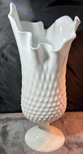 vintage fenton white milk glass hobnail vase