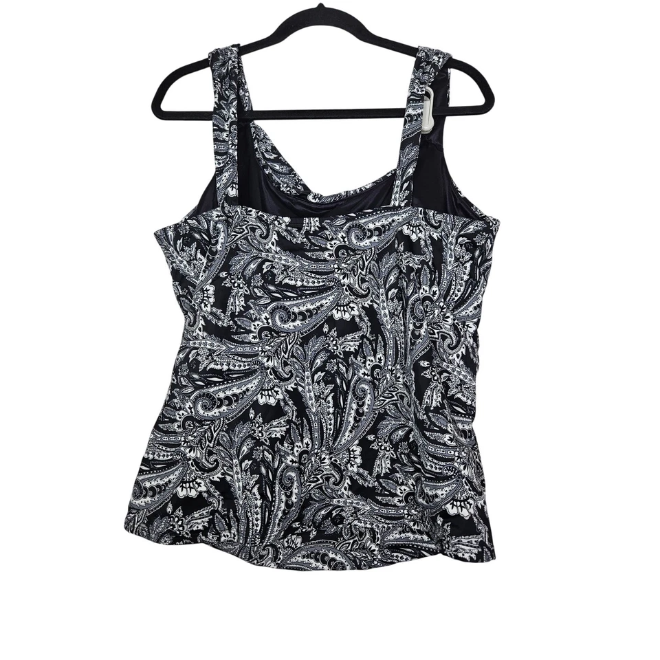 Miraclesuit 20W Black Paisley Tankini Top Underwire Support Swimsuit Slimming - Image 2 of 4