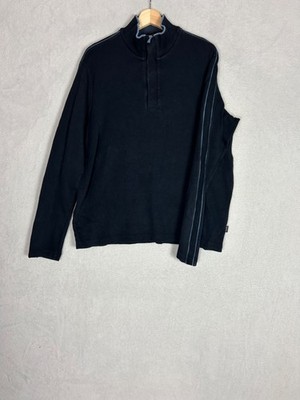 Hugo Boss, schlichter dunkelblauer Herrenpullover mit Knopfleiste, Größe XL - gebraucht