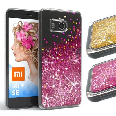 EAZY CASE für Xiaomi Mi 9 SE Glitzer Hülle Flüssig Silikon Handyhülle Tasche TPU