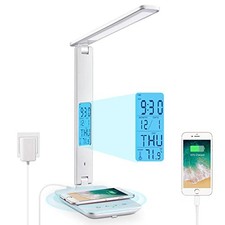 Desk Lamp with Wireless Charger: USB Charging Port, Table Lamp with White
