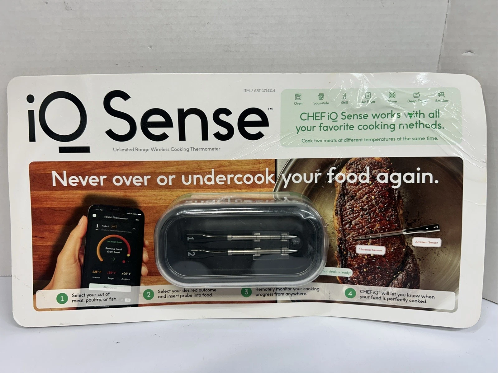 CHEF iQ Sense Smart Wireless Meat Thermometer with 2 Ultra-Thin Probes