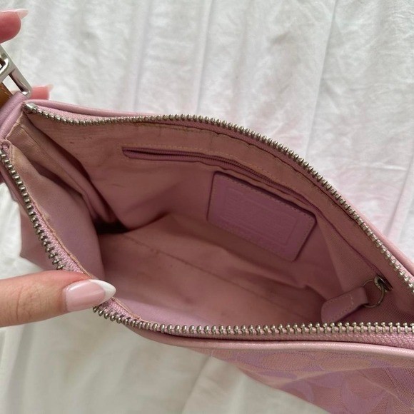 Y2K Vintage Coach Baby Pink Monogram Baguette Mini Bag image 4