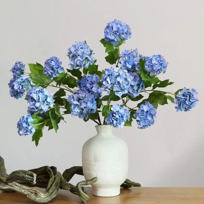 4Pcs Artificial Flowers 3 Head Latex Hydrangea Wedding Background Decoration