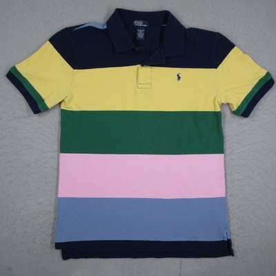 Polo Ralph Lauren Kids XL 18-20 Multi Color Striped Cotton Polo Shirt Blue Pony