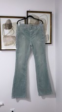 Pilcro Anthropologie Sage Green Corduroy Flare Pants Patch Pocket Size 32 Tall