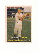 charlie neal 1957 topps baseball card # 242 ex cond.