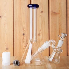 10" Glass Beaker Bong Ash Catcher Water Smoking Tobacco Pipe 14MM Bowl 10 Screen