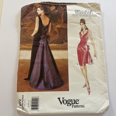 Vogue Kleid Schnittmuster Vintage Designer Sassoon Ballkleid Schleife 8-12 ungeschnitten 1672