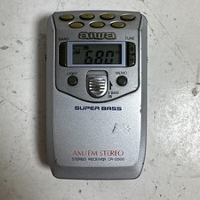 Aiwa CR-D500 Silver Black Super Bass Portable AM/FM Radio Stereo Receiver