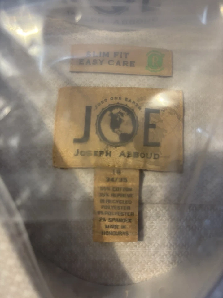 Camisa de vestir Joseph Abboud para hombre, talla 16, 34/35, calce ajustado, beige, fácil cuidado Foto 3 de 3