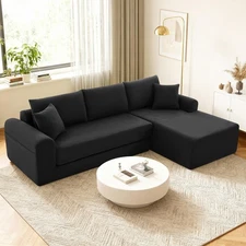 103" Sectional Sofa Set L-Shaped  Corduroy Couch Living Room Convertible Modular