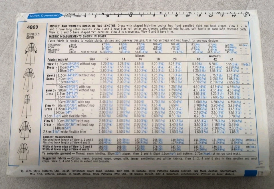 Vintage 1970s Style 4869 Evening Prom Party Dress Sewing Pattern B36" UNCUT - Image 3 of 3