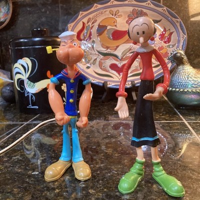 1978 King Features Popeye Sailor & Olive Oyl Bendable Figure 4 Inch Lot FREESHIP
