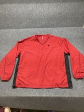 Starter Windbreaker Men s Size XL Red Long Sleeve Pullover Drawstring Waist