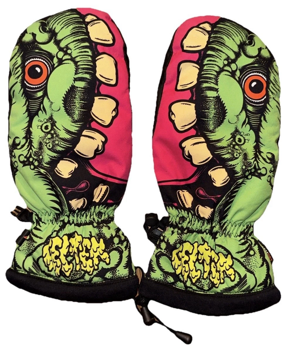 Celtek Women’s Men’s Size Large Skiing Snowboard Gloves Monster Lizard Dinosaur