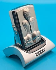 Genuine Brand New 2019 ZIPPO Lighter SEXY NAKED MODEL POSE Heavy Emblem Chrome