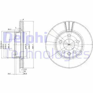 DELPHI BG3025 Disco freno ventilato, Oleato - Immagine 2