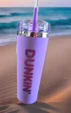 RARE - NEW DUNKIN' 2025 Stainless Steel Soft Touch Tumbler 24oz/PURPLE/NWT