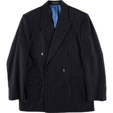 Used 2000'S Austin Reed Stripe Pattern Cashmere Blend Double-Breasted Peaked...