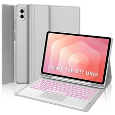 Backlit Keyboard Case for Samsung Galaxy Tab S11 Ultra Grey Touchpad