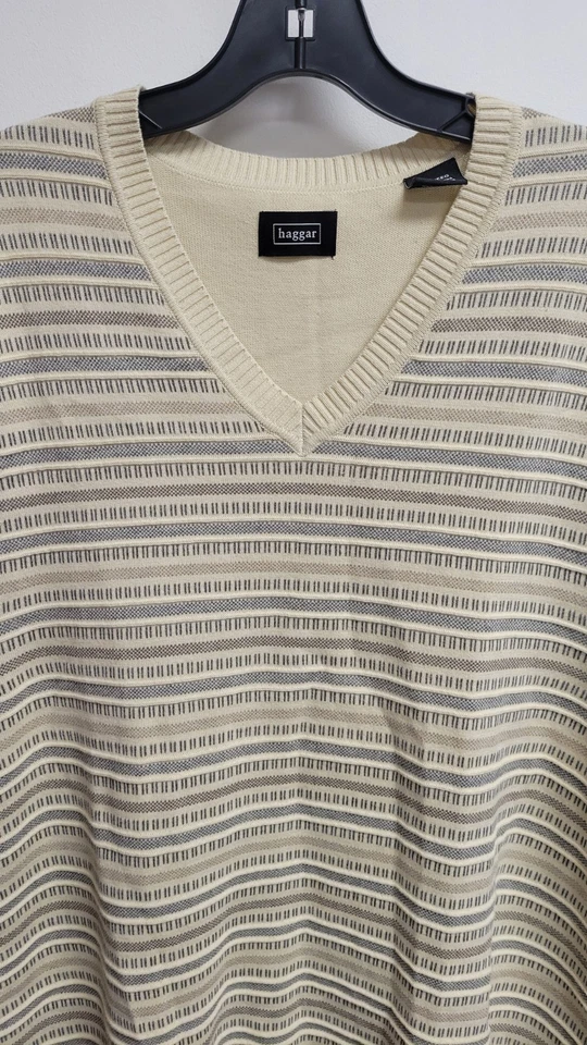 Haggar Big & Tall 男式 3 D 纹理编织奶油毛衣背心,尺寸 XXL (2XL) — 第 4/4 张图片