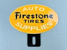 VINTAGE AUTO FIRESTONE TIRES SUPPLIES GAS PORCELAIN GASOLINE OIL TOPPER SIGN