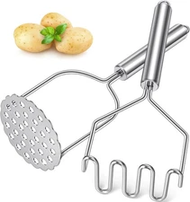 Sopito 2-Pack Stainless Steel Integrated Potato Masher Set for Potatoes, Vegetab