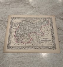 Antique c. 1871 Prussia & German States Germany Augustus Mitchell Map 12.5x15.25