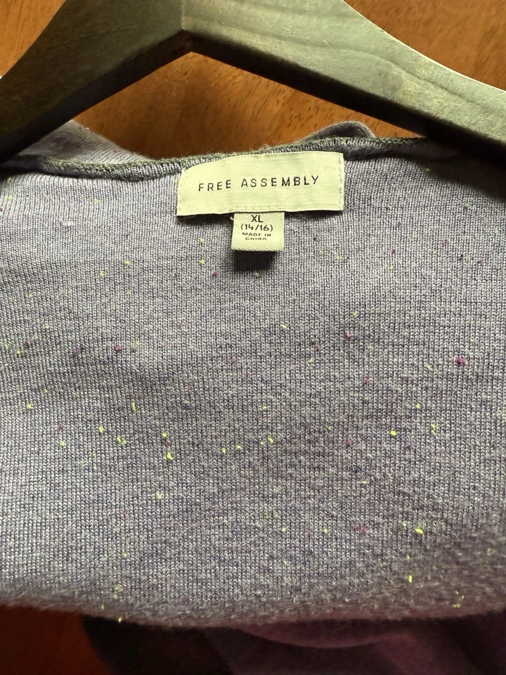 Cárdigan Abierto con Capucha Gris Amy Byer Niños Niñas XL 14/16 Suéter Forro Púrpura Foto 4 de 4