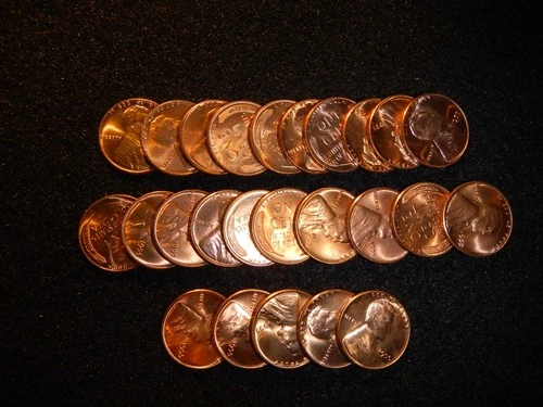 1955 🌟UNC to GEM BU Lincoln Cents🌟 "Half Roll" 25 Lincolns (26-004)