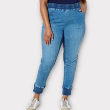 DG2 Diane Gilman Denim Pull On Jeans Summer Stretch Size 2XT 2X Tall Chambray