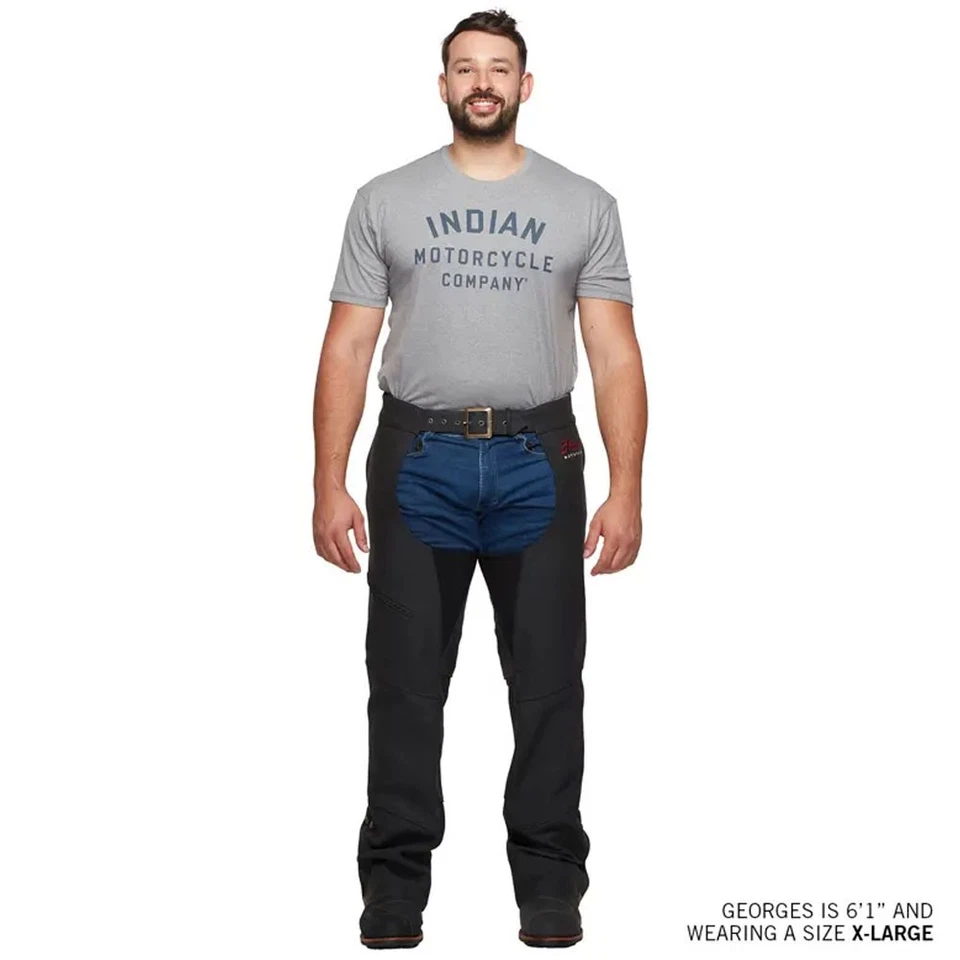 Polaris Mens Traditional Leather Chaps Adjustable Comfortable Durable Black Foto 3 de 4